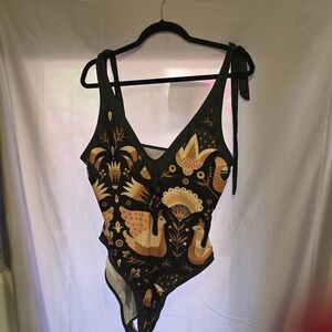 Amazon Black and Gold Artistic One Piece Swimsuit